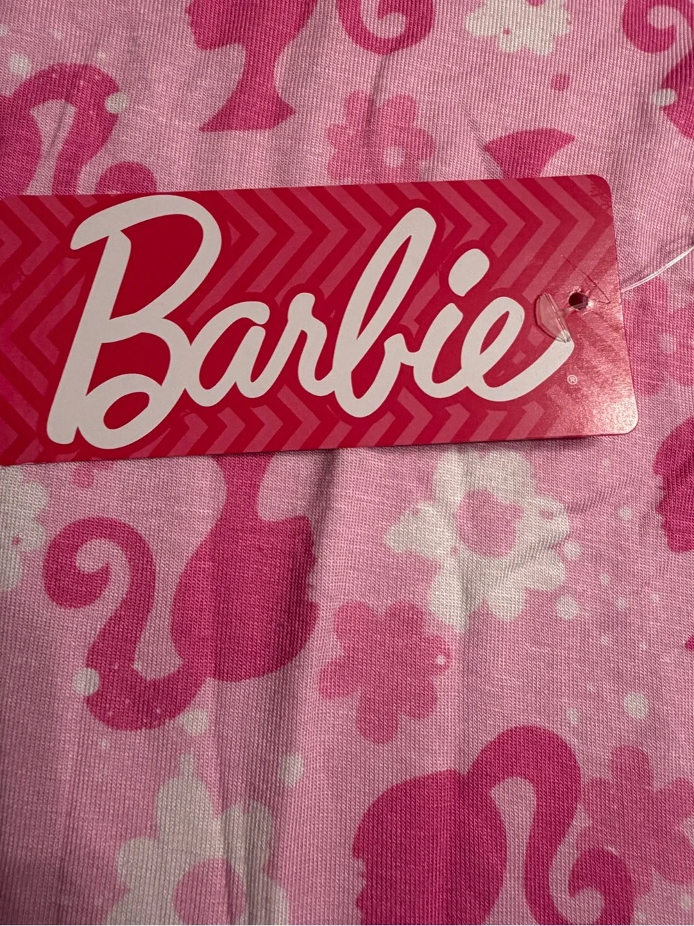 Barbie Girls' Pink Floral & Silhouette Long Sleeve Pajama Set NWT